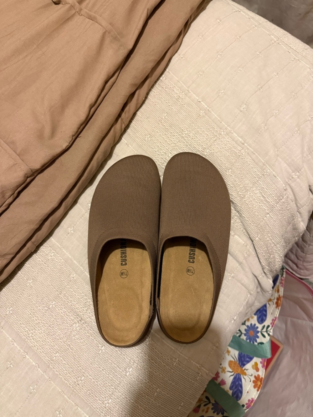 Cushionaire Brown Knit Slip-On Mules